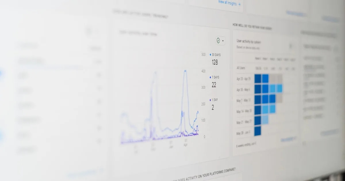Analytics dashboard on a laptop screen used by a growing small business, representing AI business intelligence